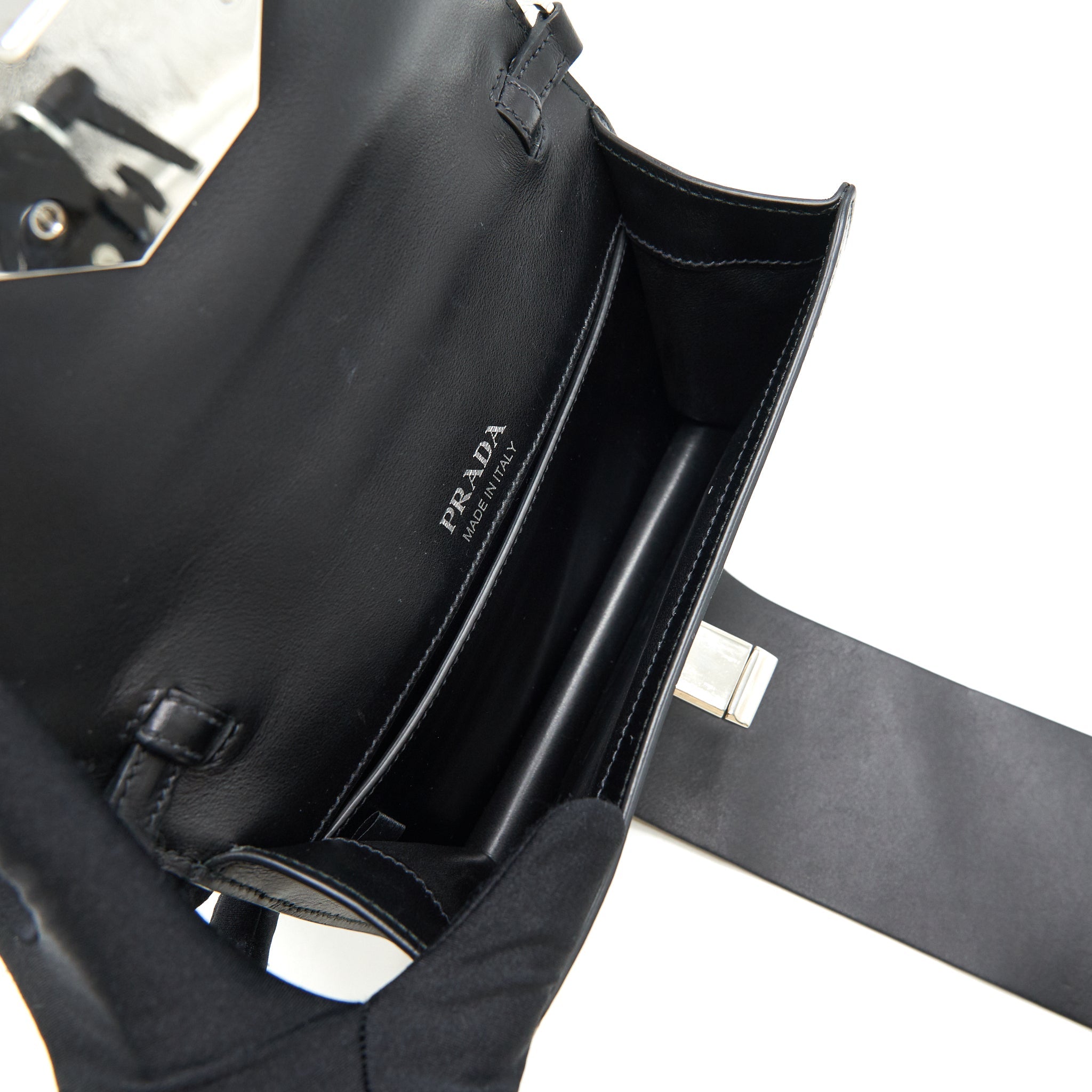 PRADA PLAX JEWELS RIBBON BAG 1BD067 BLACK SHW