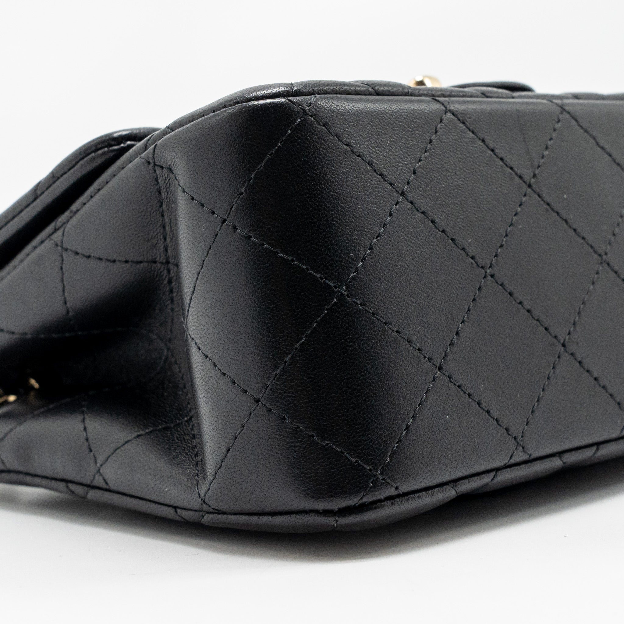 CHANEL MINI SQUARE FLAP BAG LAMBSKIN BLACK LGHW (MICROCHIP)