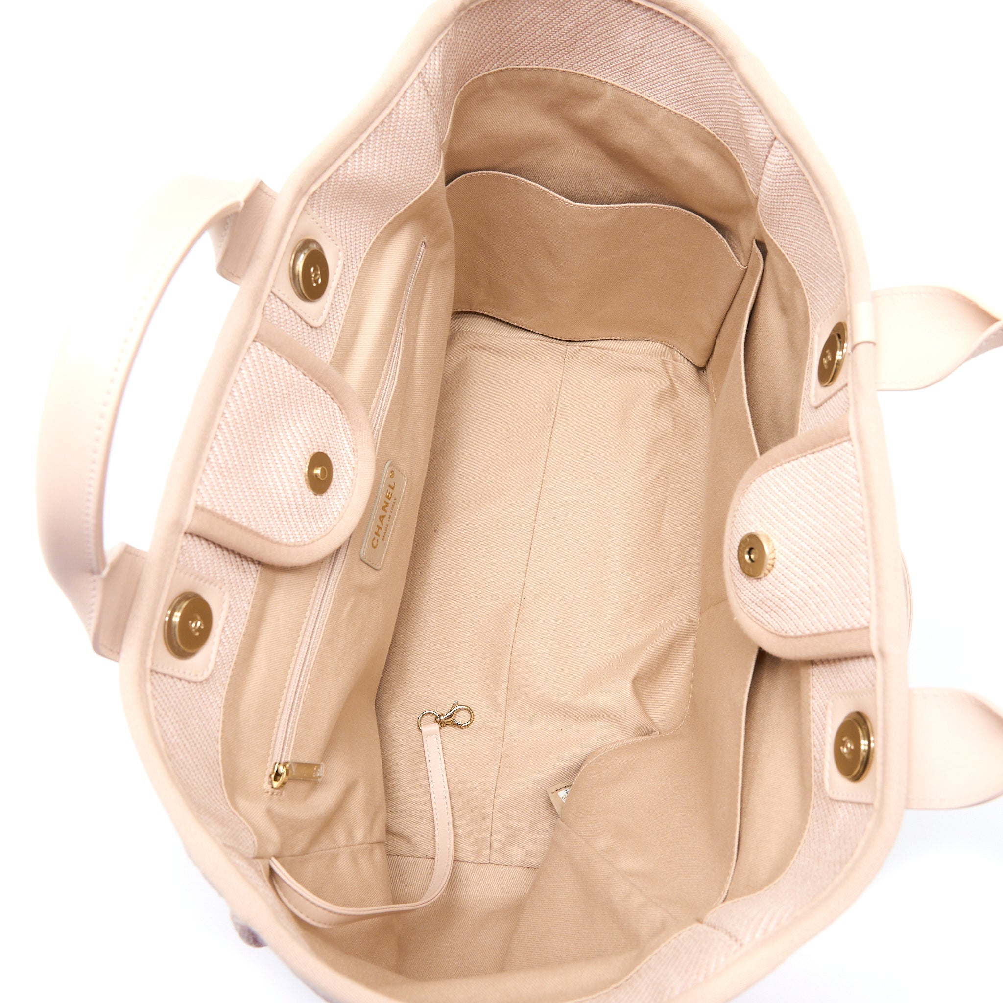 CHANEL DEAUVILLE TOTE BAG FABRIC LIGHT PINK LGHW