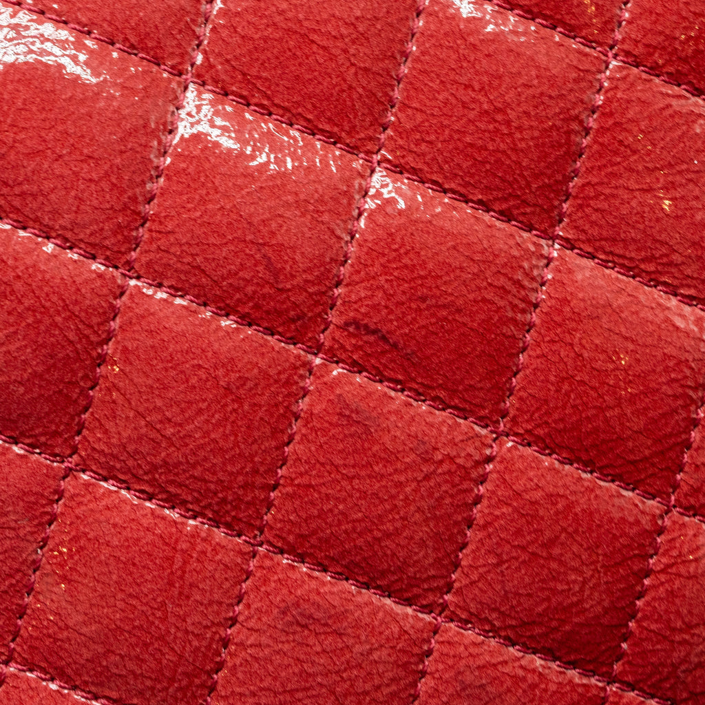 CHANEL SEASONAL FLAP BAG PATENT GOATSKIN/LAMBSKIN RED GHW
