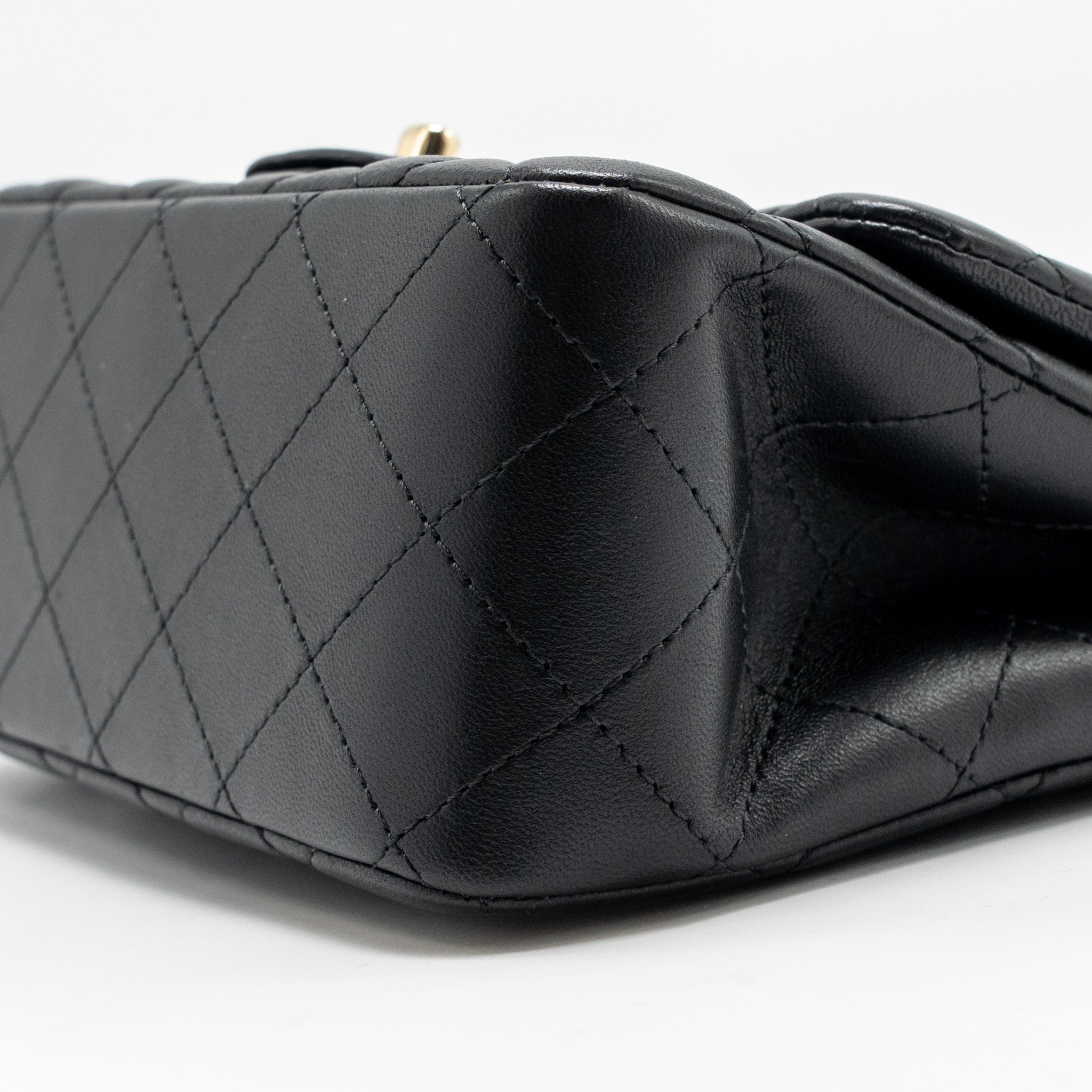 CHANEL MINI SQUARE FLAP BAG LAMBSKIN BLACK LGHW (MICROCHIP)