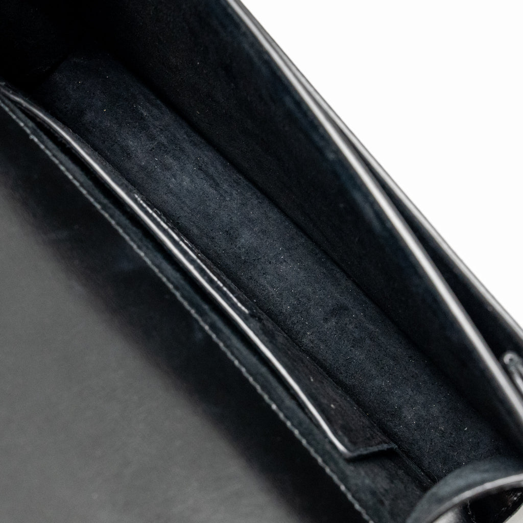 SAINT LAURENT/YSL MEDIUM TOP HANDLE SUNSET BAG CALFSKIN BLACK GHW