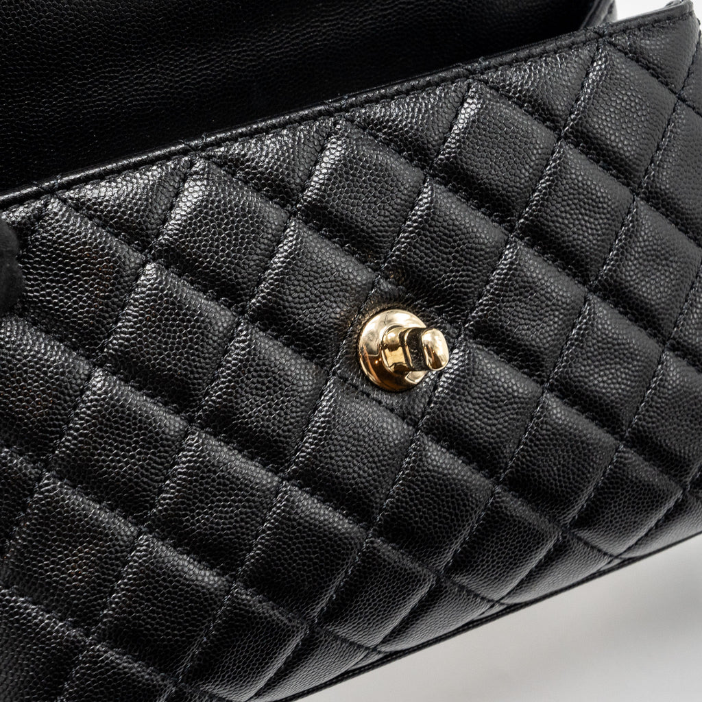 CHANEL SMALL COCO HANDLE CAVIAR BLACK LGHW (MICROCHIP)
