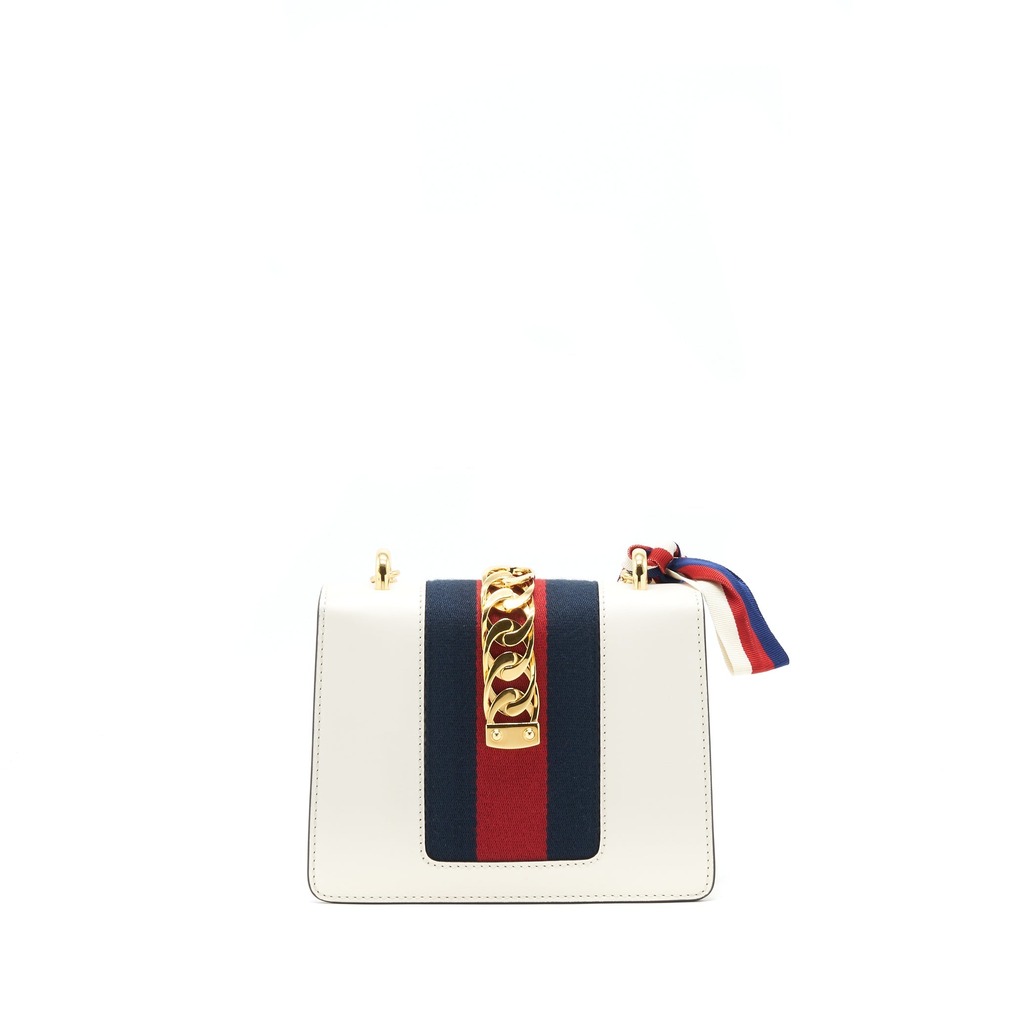 GUCCI MINI SYLVIE CHAIN BAG WHITE GHW