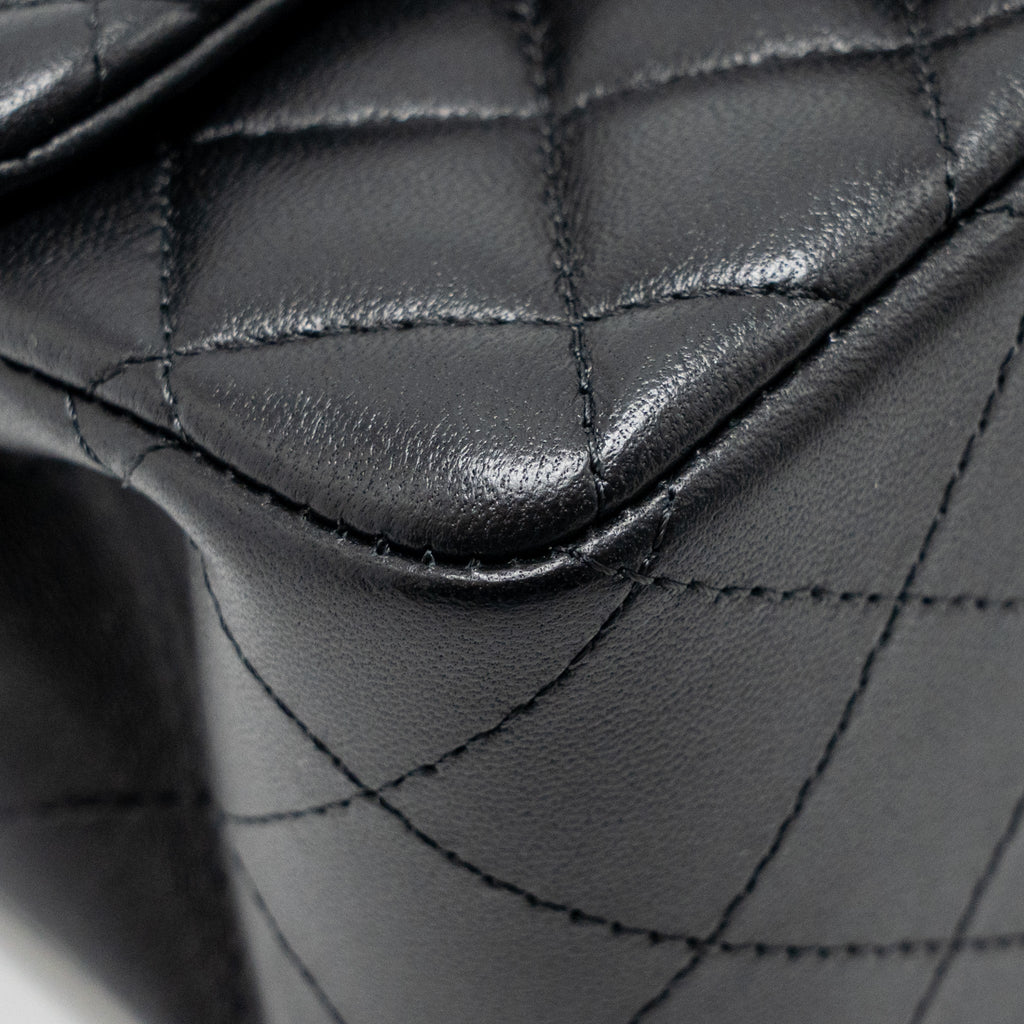 CHANEL MINI SQUARE FLAP BAG LAMBSKIN BLACK LGHW (MICROCHIP)