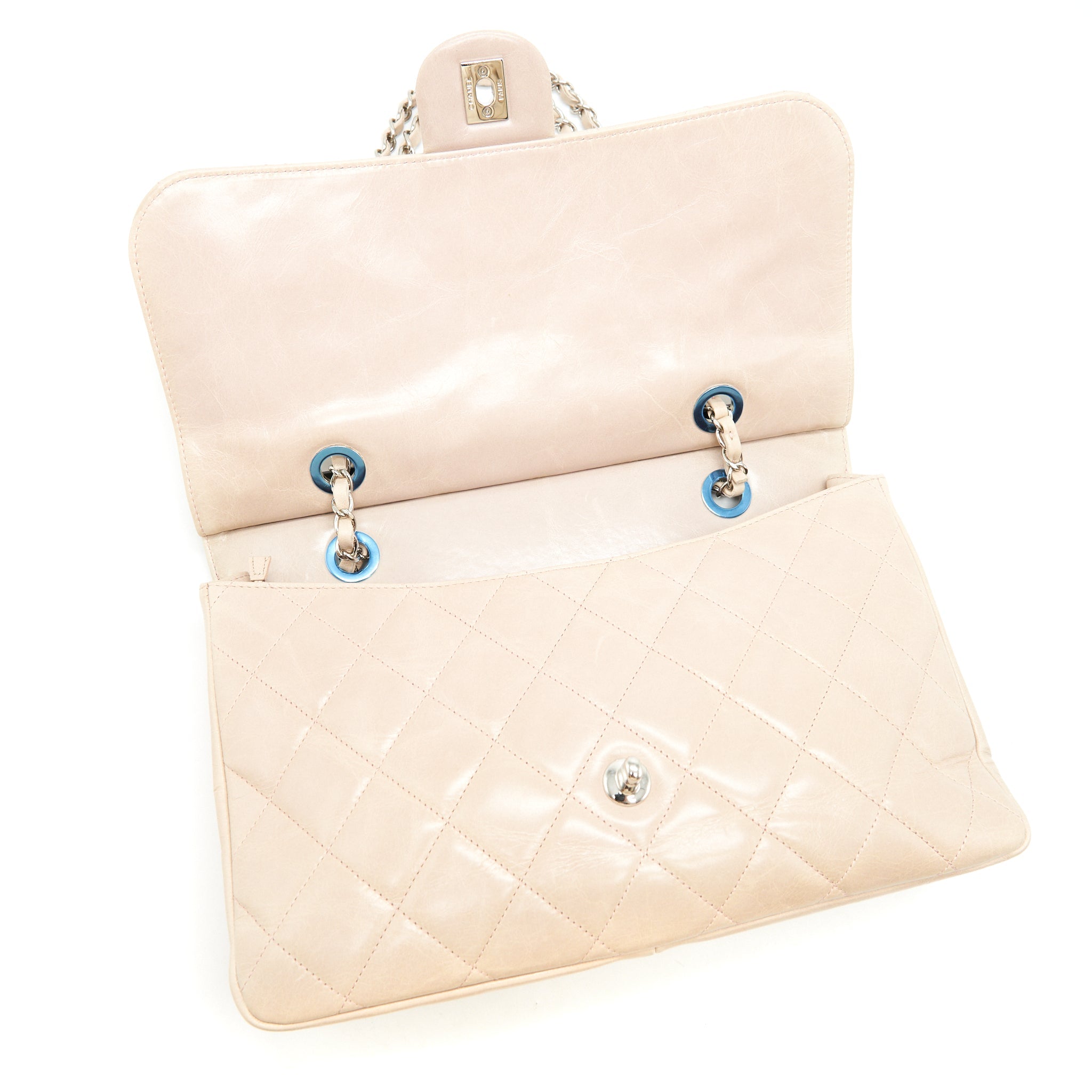 CHANEL TOP HANDLE FLAP BAG WITH CHAIN BEIGE/ BLACK SERIAL20