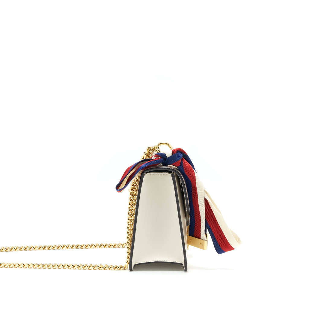 GUCCI MINI SYLVIE CHAIN BAG WHITE GHW