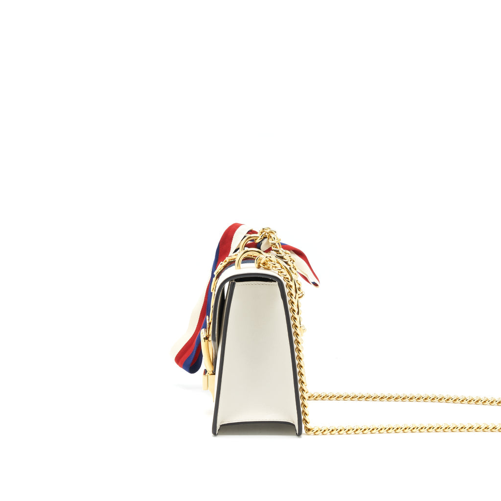 GUCCI MINI SYLVIE CHAIN BAG WHITE GHW