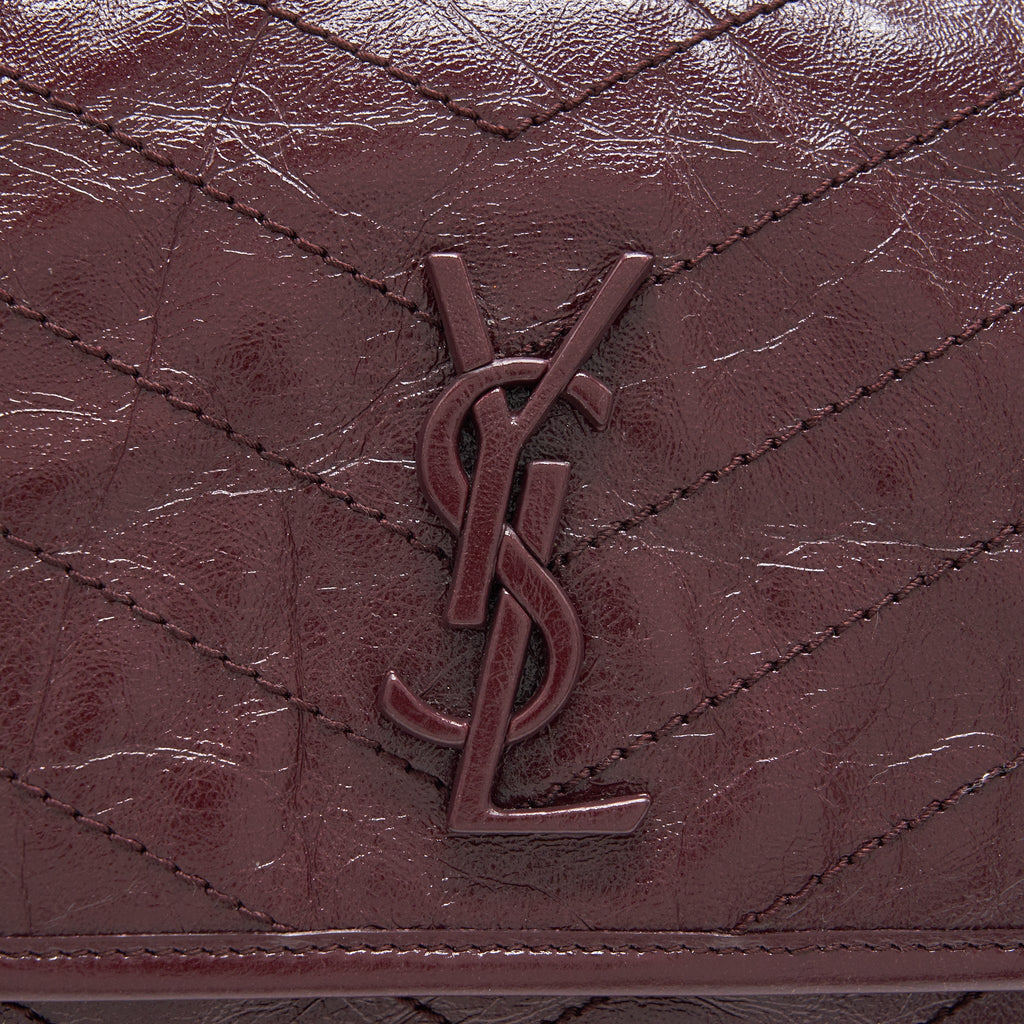 SAINT LAURENT MEDIUM NIKI SHINNY LEATHER BURGUNDY