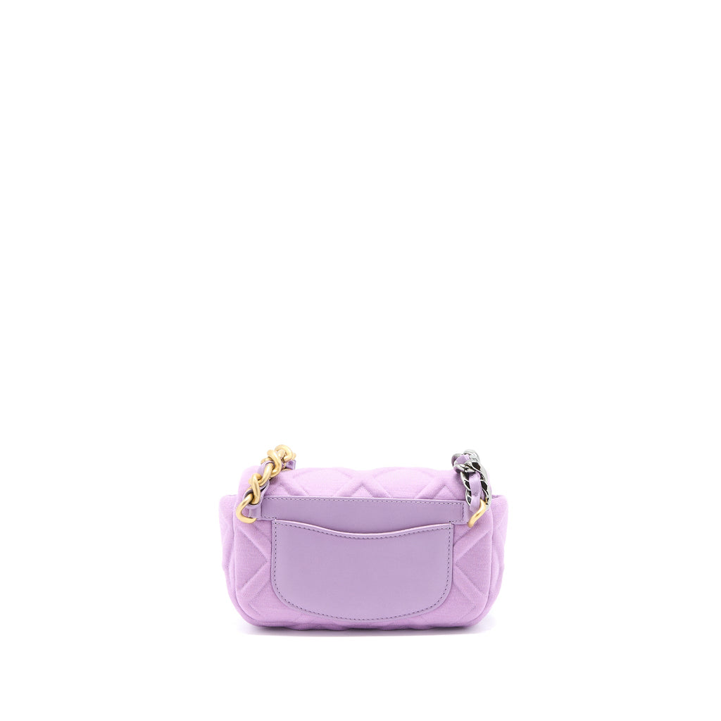 CHANEL 19 WAIST BAG QUILTED JERSEY/ LAMBSKIN LIGHT PURPLE MULTICOLOUR HARDWARE