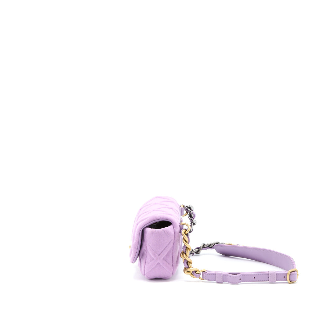CHANEL 19 WAIST BAG QUILTED JERSEY/ LAMBSKIN LIGHT PURPLE MULTICOLOUR HARDWARE
