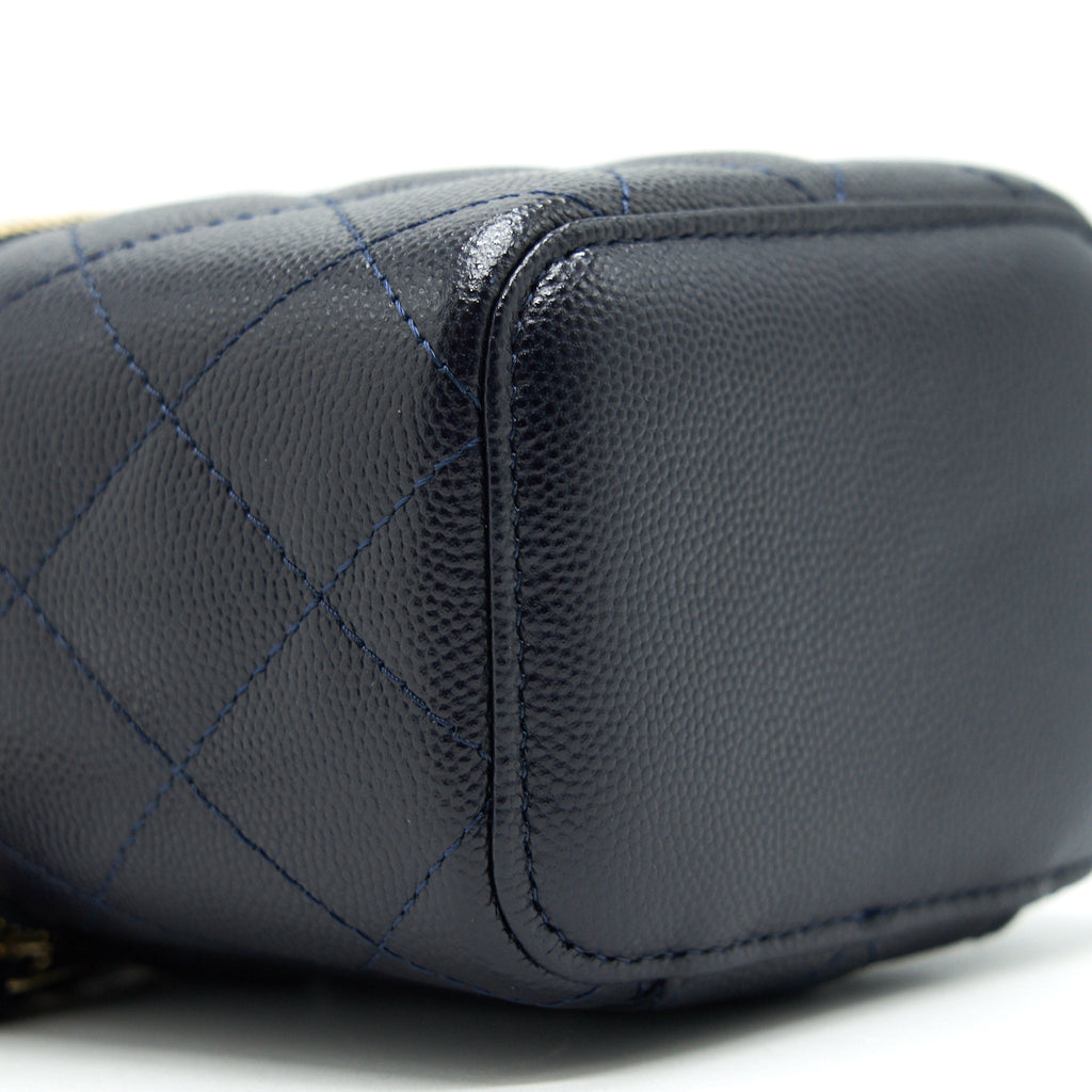 CHANEL SMALL VANITY WITH CHAIN NAVY BLUE WITH LGHW