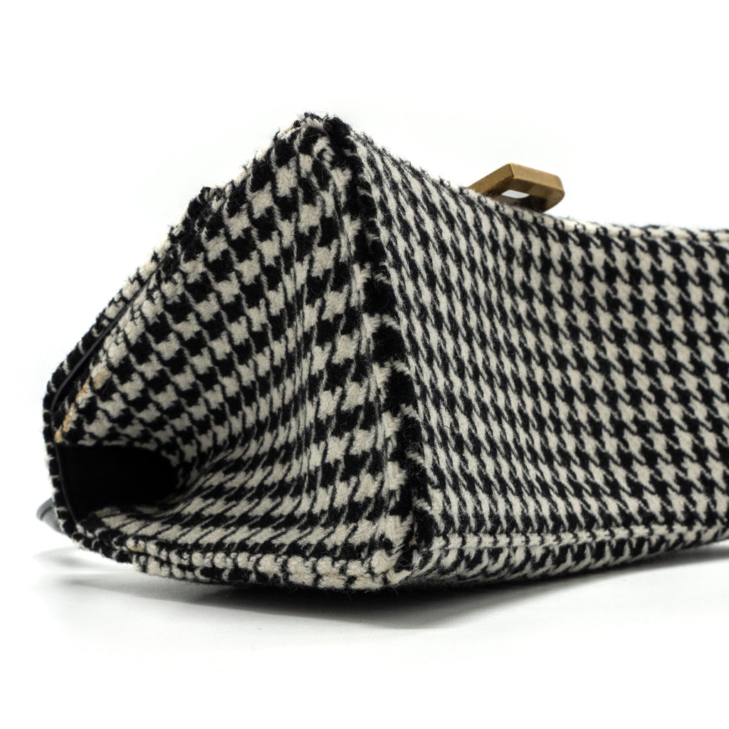 BALENCIAGA HOURGLASS S WOOL HOUNDSTOOTH BLACK/WHITE GHW