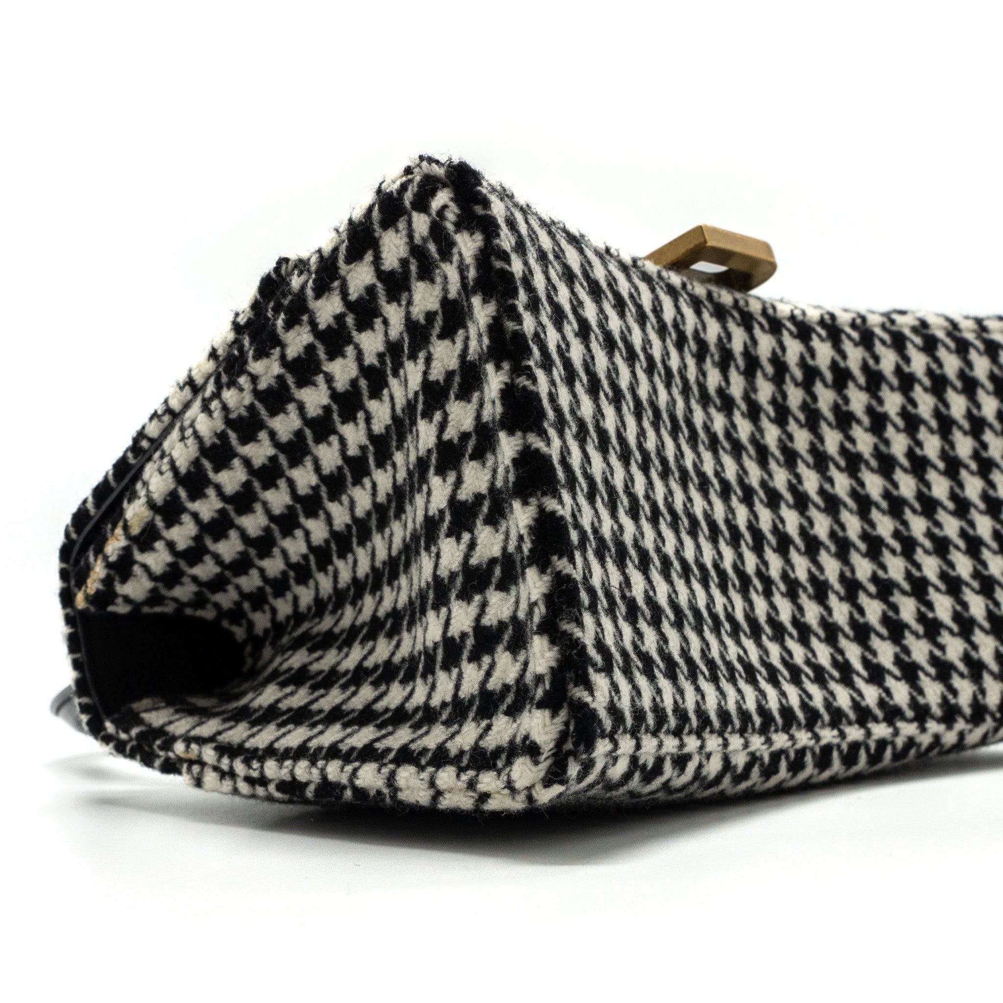 BALENCIAGA HOURGLASS S WOOL HOUNDSTOOTH BLACK/WHITE GHW