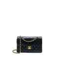 CHANEL VINTAGE SMALL CLASSIC DOUBLE FLAP BAG LAMBSKIN BLACK GHW