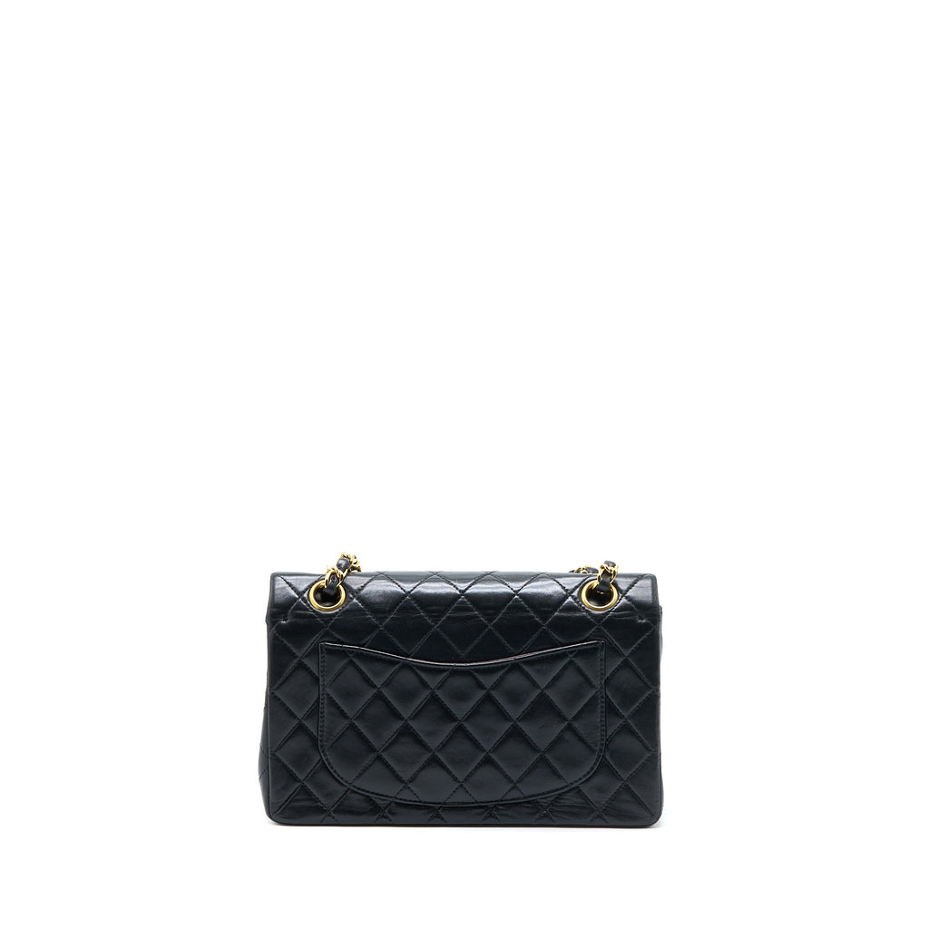 CHANEL VINTAGE SMALL CLASSIC DOUBLE FLAP BAG LAMBSKIN BLACK GHW