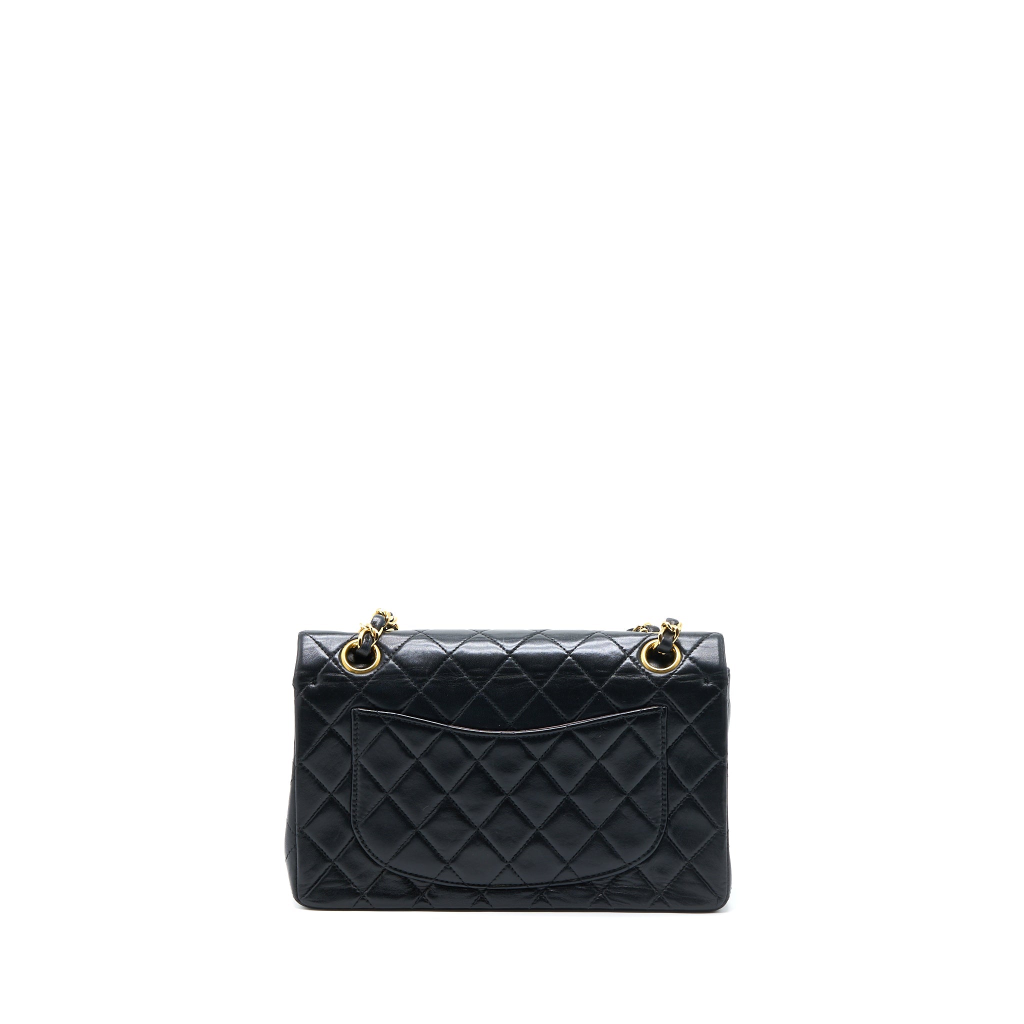 CHANEL VINTAGE SMALL CLASSIC DOUBLE FLAP BAG LAMBSKIN BLACK GHW