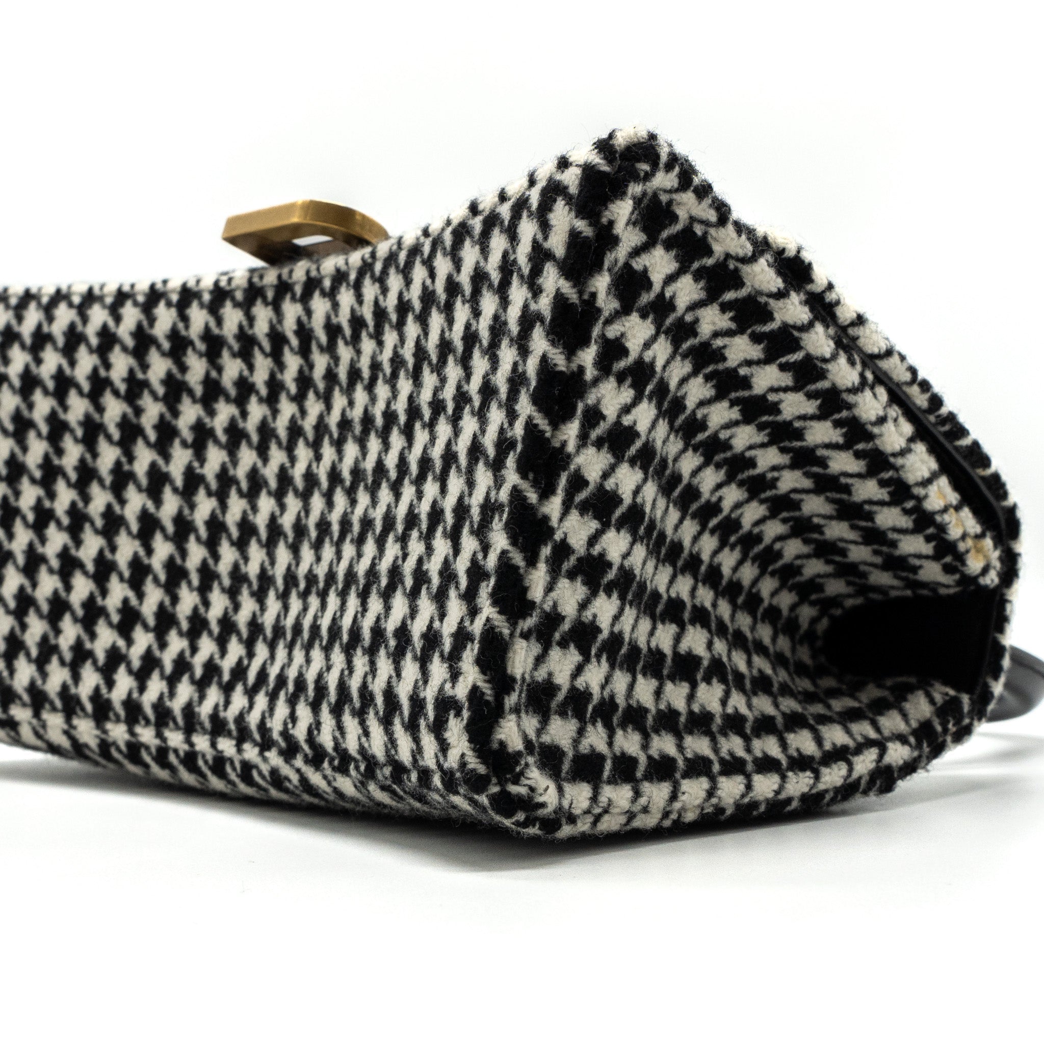 BALENCIAGA HOURGLASS S WOOL HOUNDSTOOTH BLACK/WHITE GHW