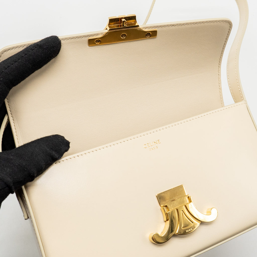CELINE TRIOMPHE SHOUDER BAG SHINY CALFSKIN IVORY GHW