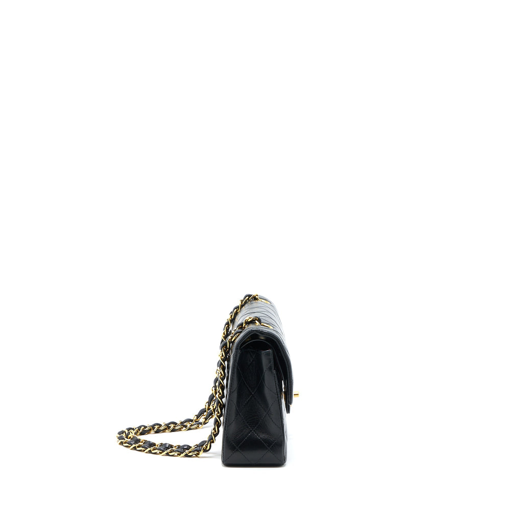 CHANEL VINTAGE SMALL CLASSIC DOUBLE FLAP BAG LAMBSKIN BLACK GHW