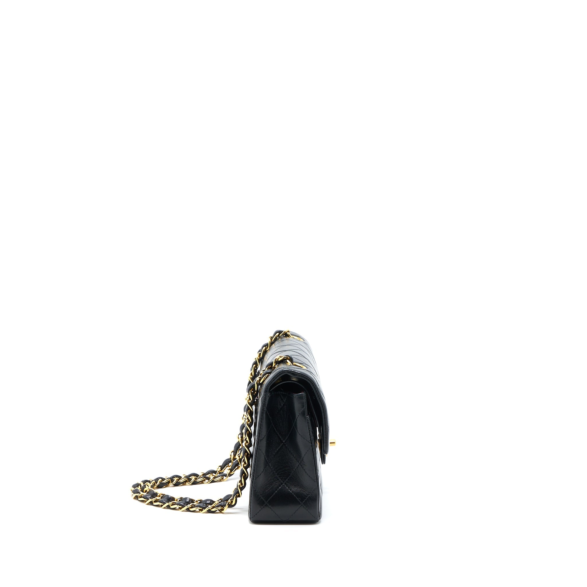 CHANEL VINTAGE SMALL CLASSIC DOUBLE FLAP BAG LAMBSKIN BLACK GHW