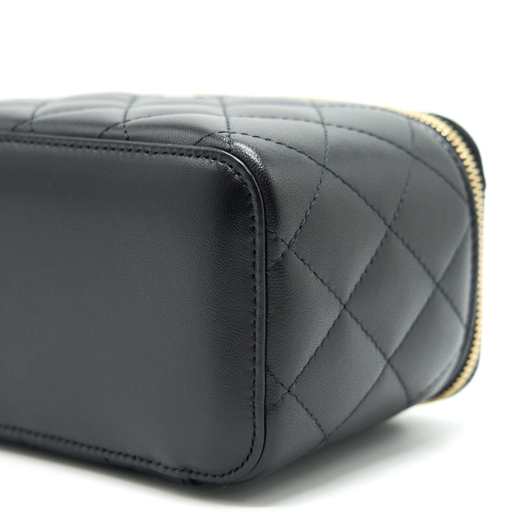 CHANEL LONG VANITY WITH CHAIN LAMBSKIN BLACK LGHW