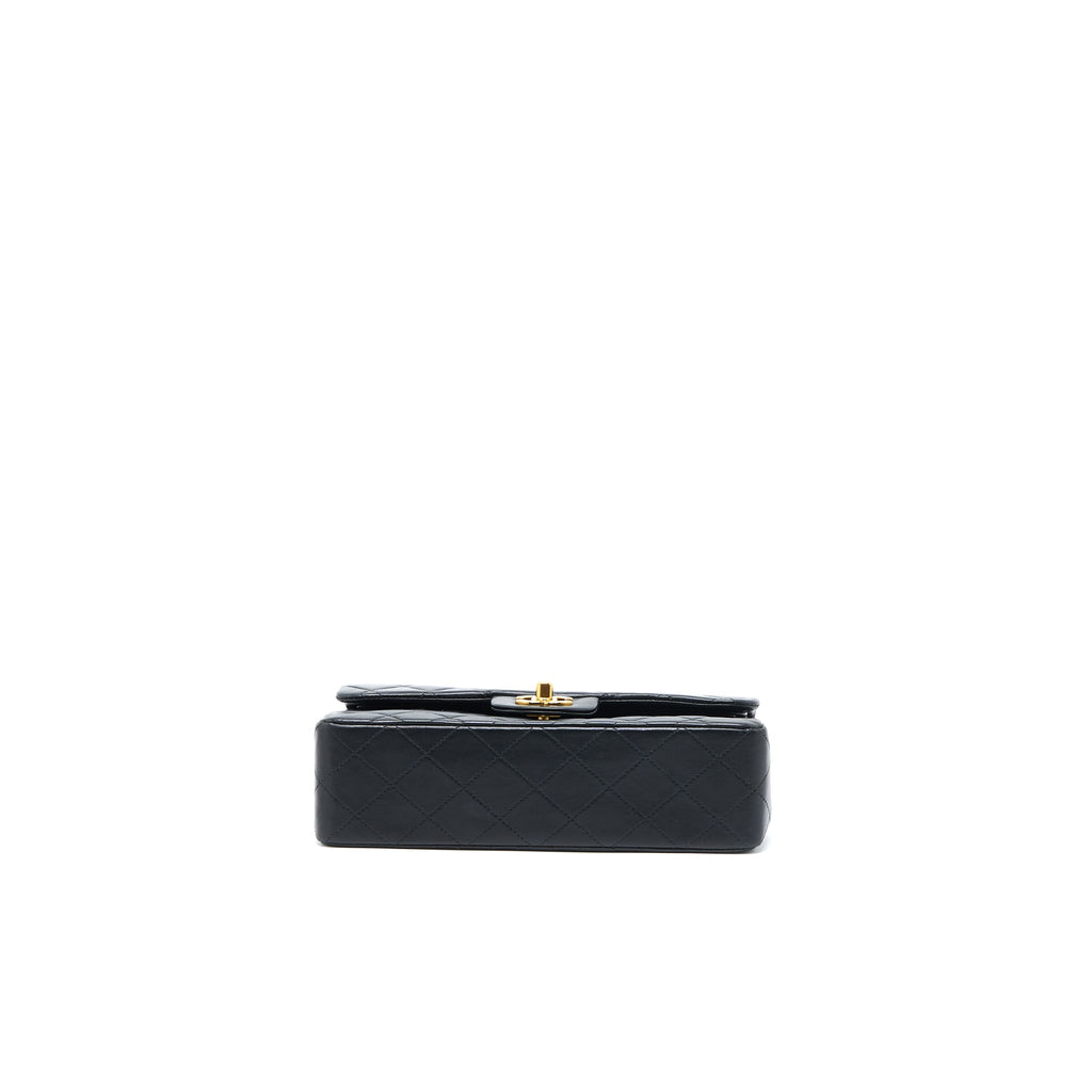 CHANEL VINTAGE SMALL CLASSIC DOUBLE FLAP BAG LAMBSKIN BLACK GHW