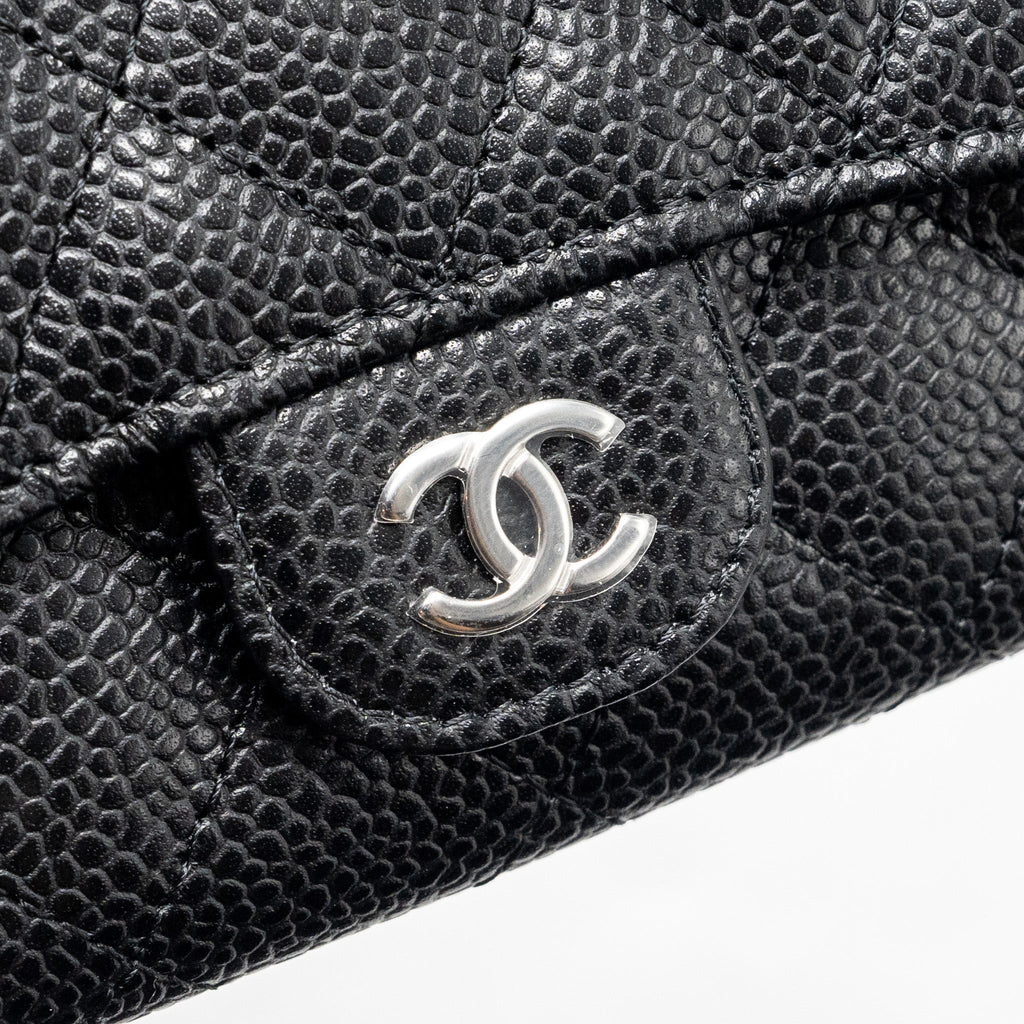 CHANEL CLASSIC FLAP CARD HOLDER CAVIAR BLACK SHW (MICROCHIP)