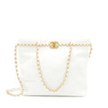 CHANEL TOTE BAG QUILTED CALFSKIN WHITE BRUSHED GHW