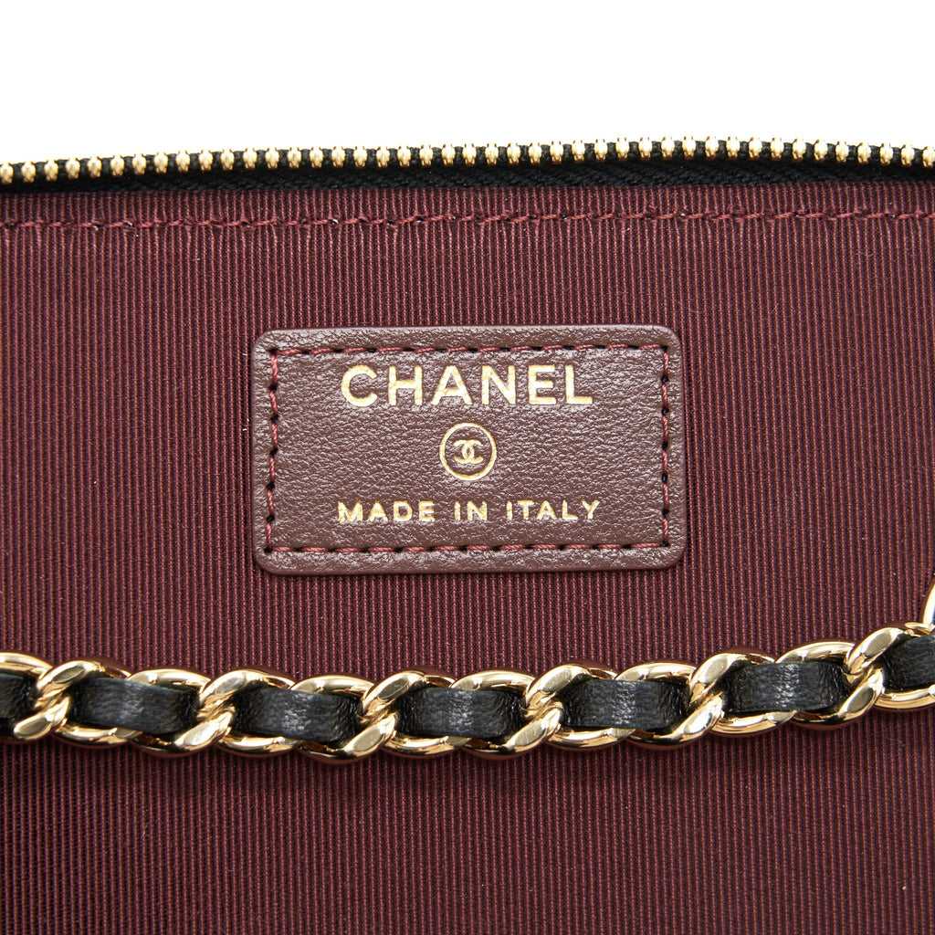 CHANEL LONG VANITY WITH CHAIN LAMBSKIN BLACK LGHW