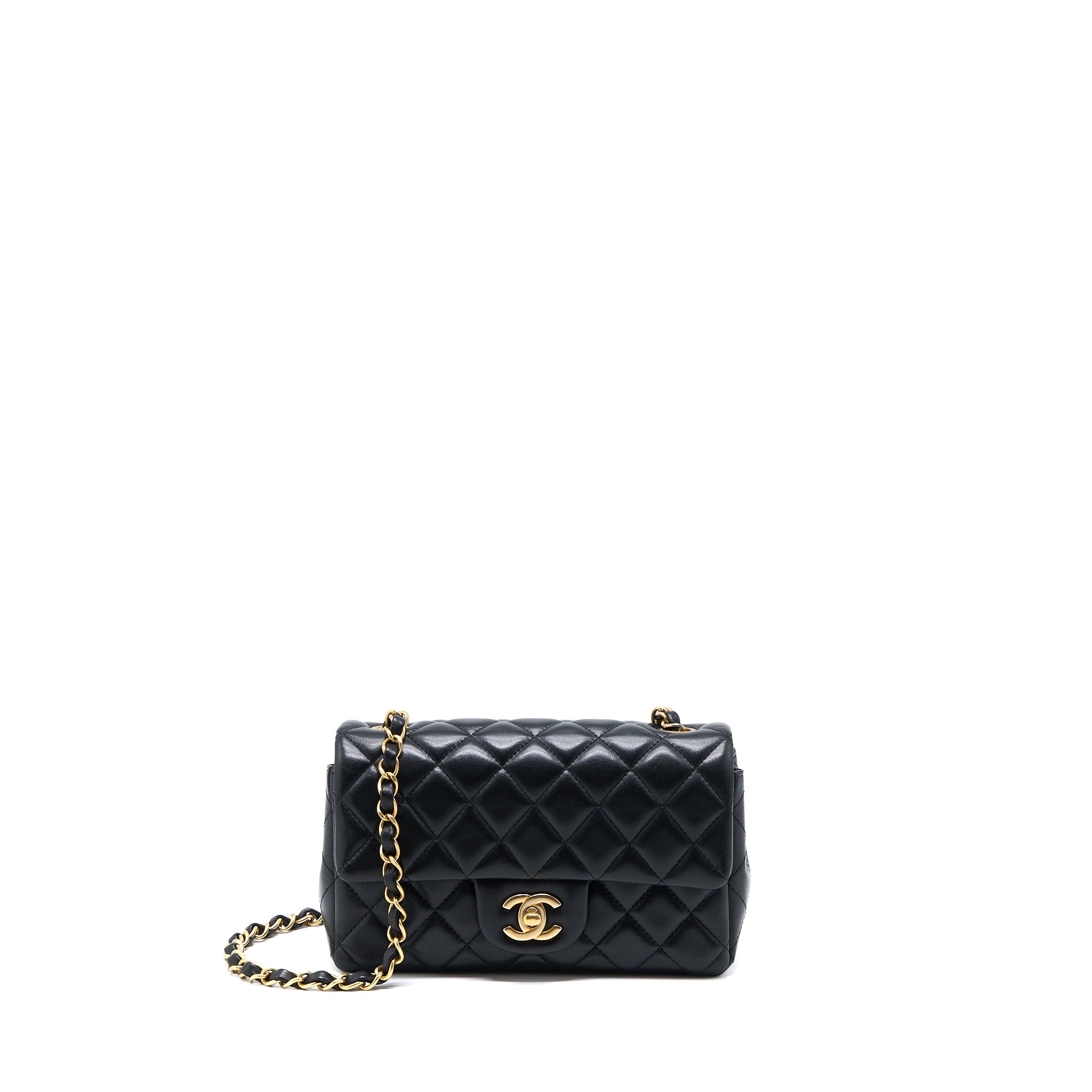 CHANEL MINI RECTANGULAR FLAP BAG LAMBSKIN BLACK GHW