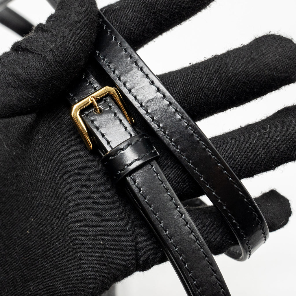 BURBERRY MINI TB MONOGRAM EMBOSSED SHOULDER BAG LAMBSKIN BLACK GHW