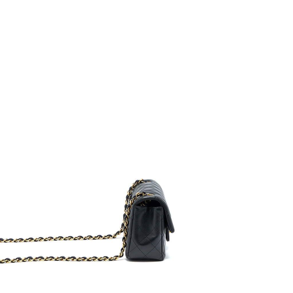 CHANEL MINI RECTANGULAR FLAP BAG LAMBSKIN BLACK GHW