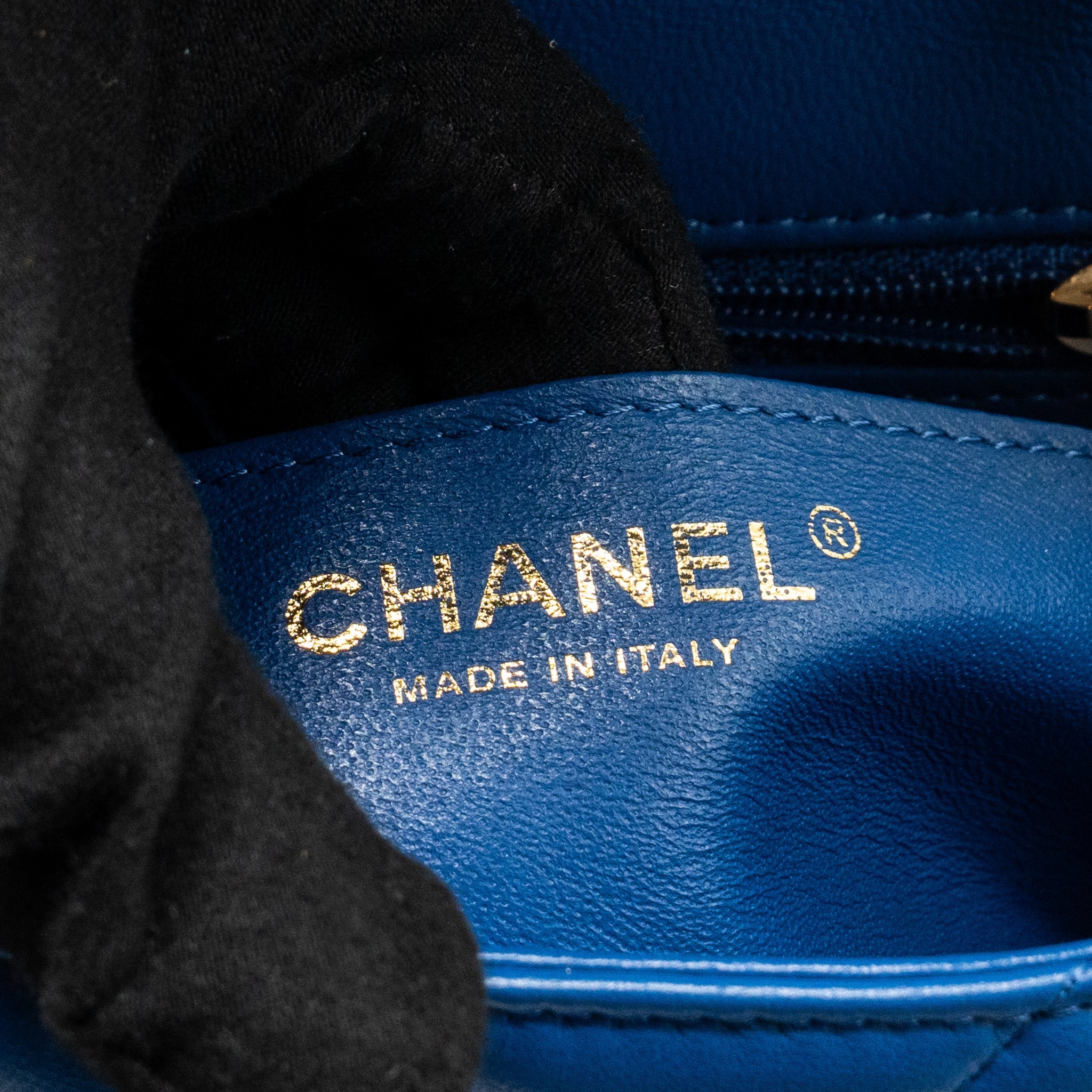 CHANEL MINI SQUARE CHEVRON LAMBSKIN BLUE LGHW