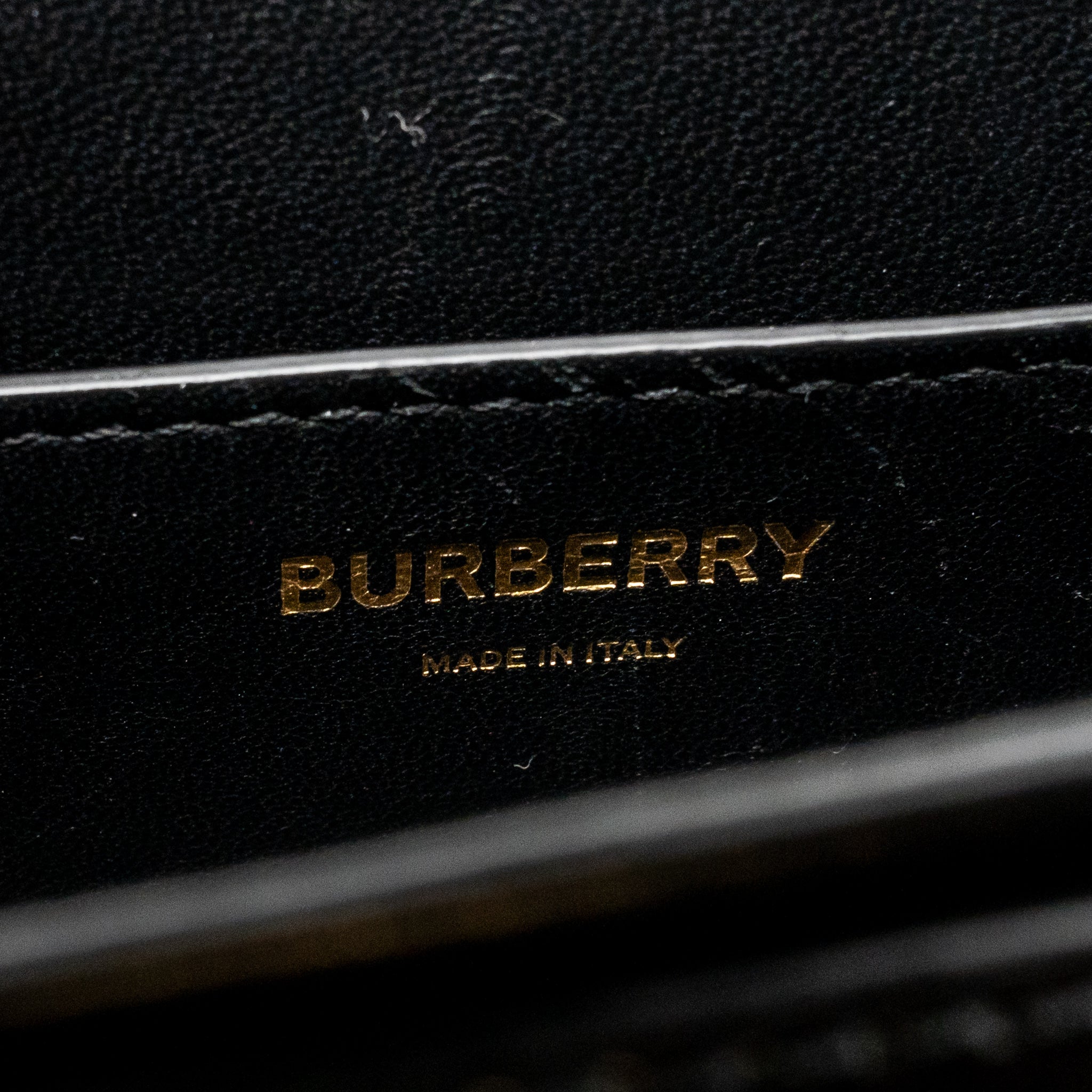 BURBERRY MINI TB MONOGRAM EMBOSSED SHOULDER BAG LAMBSKIN BLACK GHW