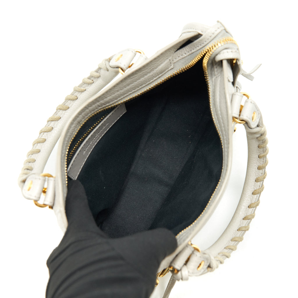 BALENCIAGA EDGED MINI CITY BAG LIGHT GREY GHW
