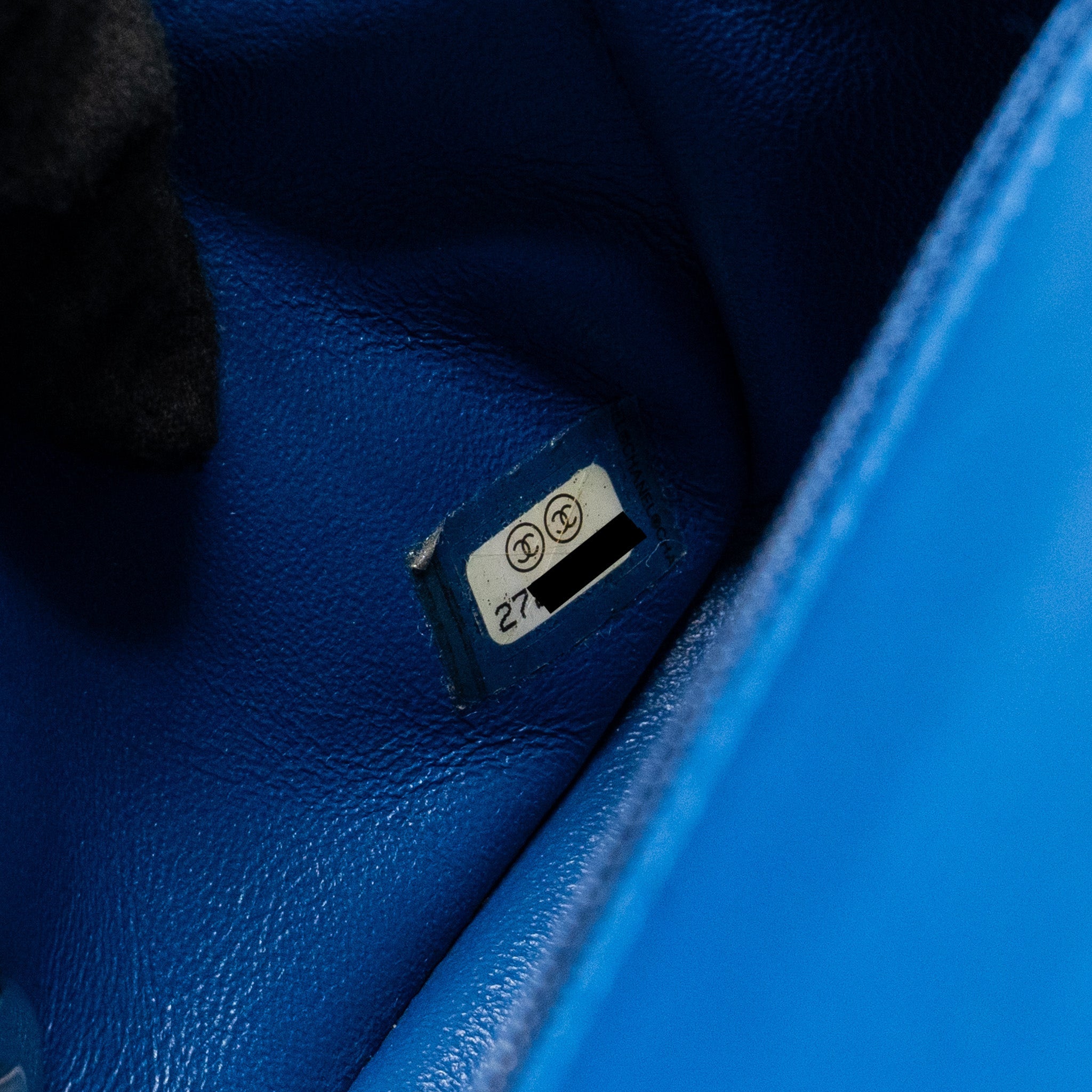 CHANEL MINI SQUARE CHEVRON LAMBSKIN BLUE LGHW