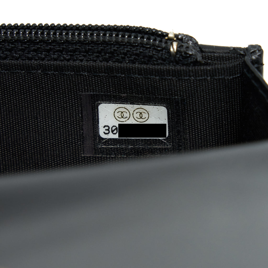 CHANEL GIANT PEARL CLUTCH WITH CHAIN CALFSKIN BLACK LGHW