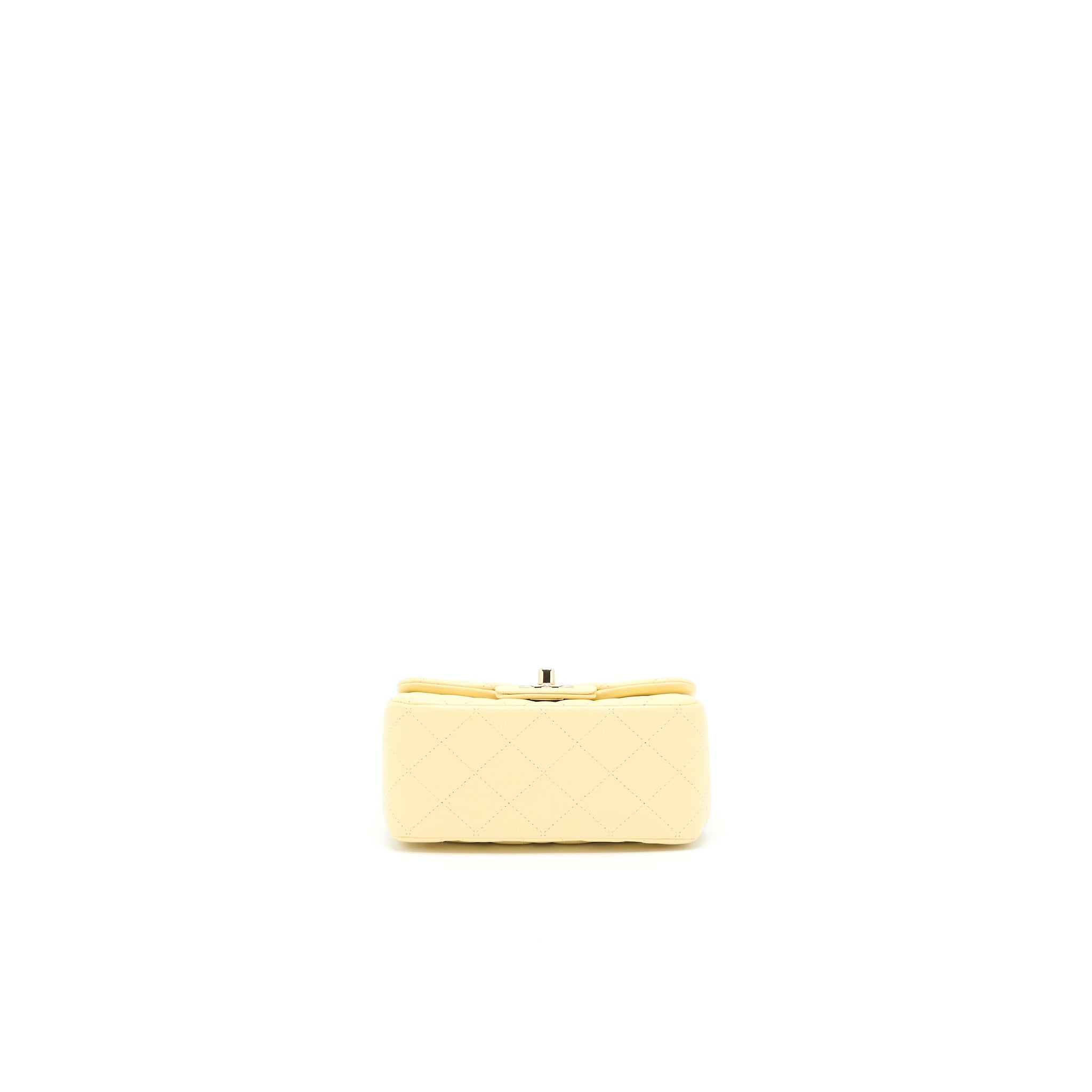 CHANEL MINI SQUARE FLAP BAG LAMBSKIN LIGHT YELLOW LGHW