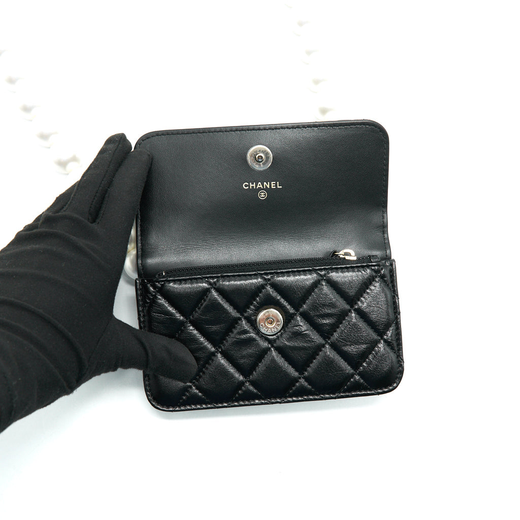 CHANEL GIANT PEARL CLUTCH WITH CHAIN CALFSKIN BLACK LGHW