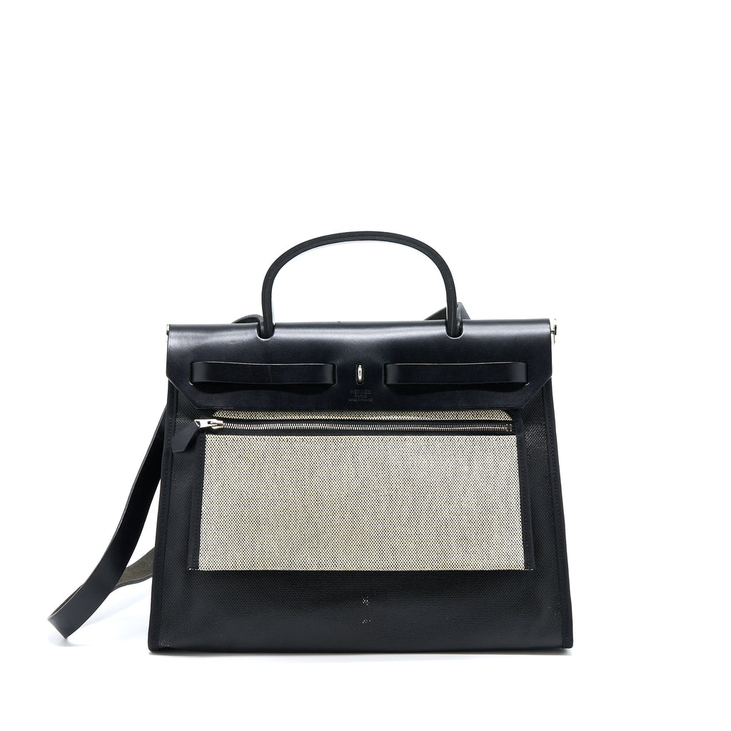 HERMES HERBAG ZIP 31 CANVAS/LEATHER BLACK SHW
