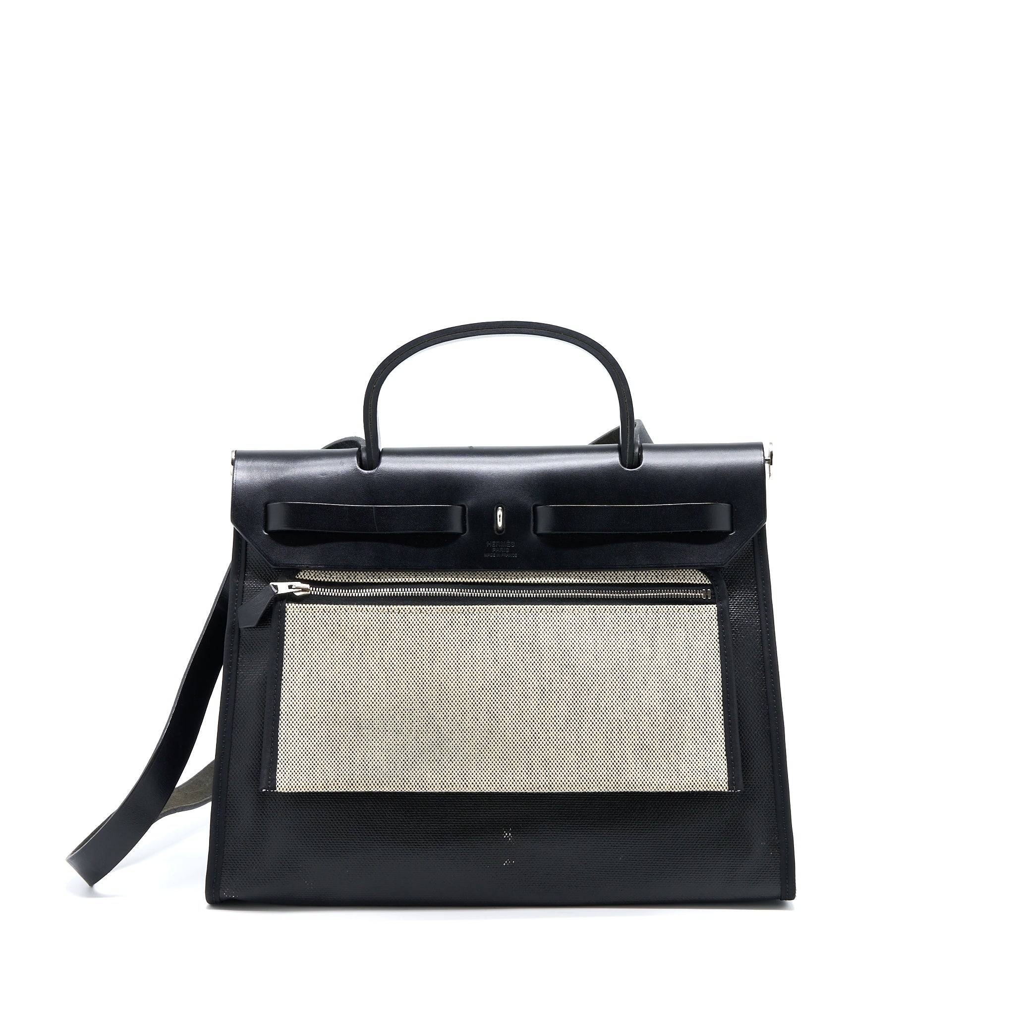 HERMES HERBAG ZIP 31 CANVAS/LEATHER BLACK SHW