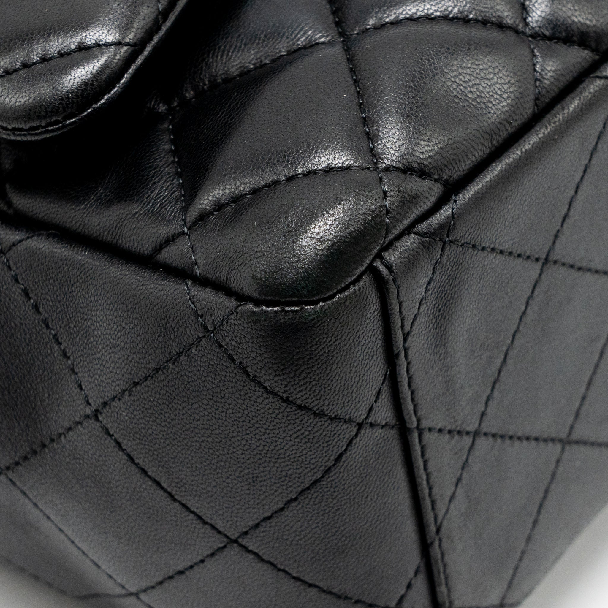 CHANEL MAXI SINGLE FLAP BAG LAMBSKIN BLACK GHW