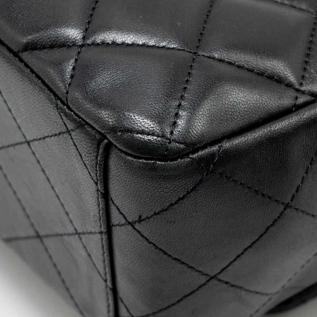 CHANEL MAXI SINGLE FLAP BAG LAMBSKIN BLACK GHW