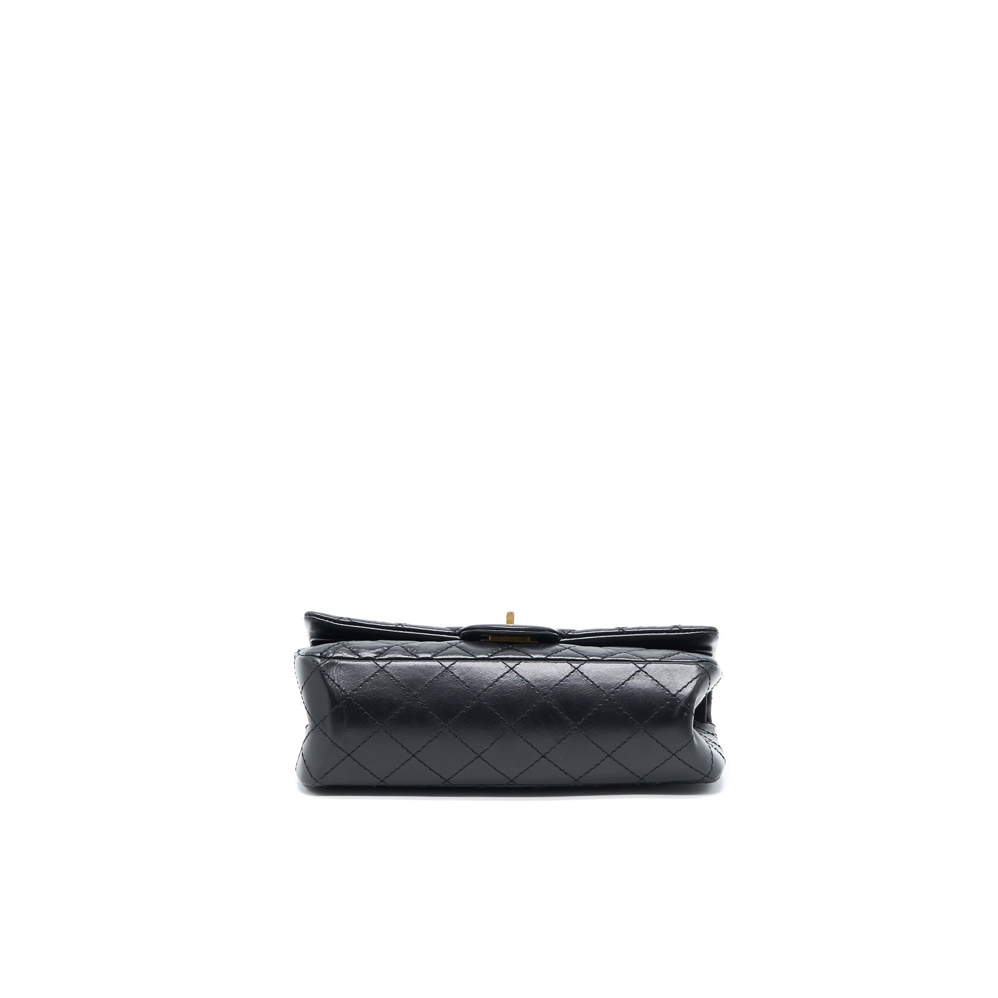 CHANEL SMALL 2.55 REISSUE FLAP BAG AGED CALFSKIN BLACK BRUSHED GHW