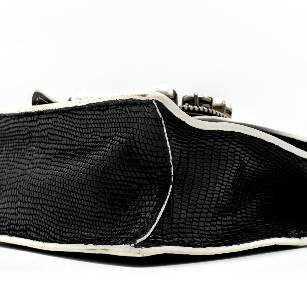 MIU MIU ST.LUCERTOLA EMBOSSED LEATHER BLACK SHW