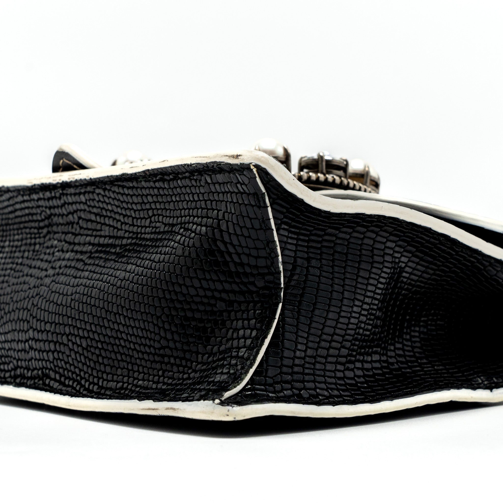 MIU MIU ST.LUCERTOLA EMBOSSED LEATHER BLACK SHW