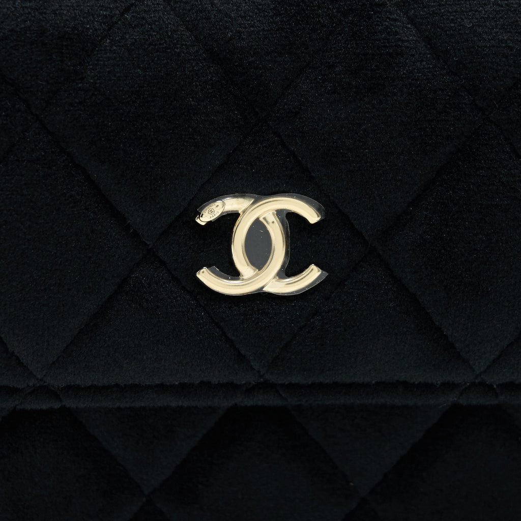 CHANEL VELVET PEARL CRUSH MINI BELT BAG BLACK WITH LGHW
