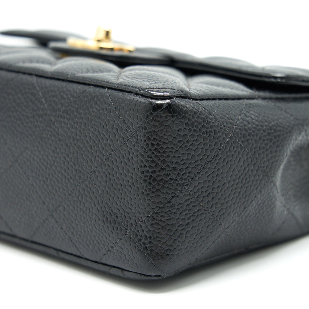 CHANEL VINTAGE MINI SQUARE FLAP BAG CAVIAR BLACK GHW
