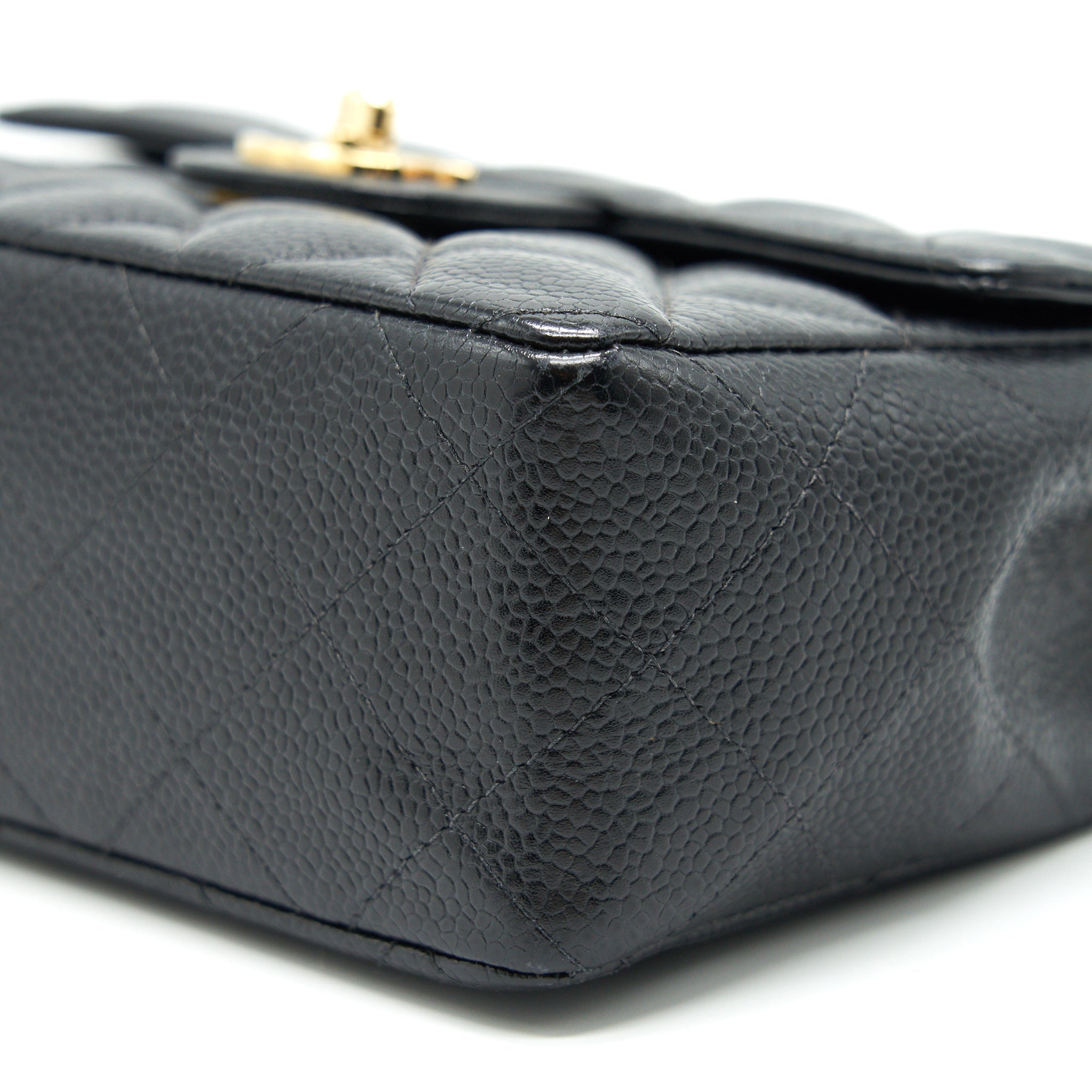 CHANEL VINTAGE MINI SQUARE FLAP BAG CAVIAR BLACK GHW